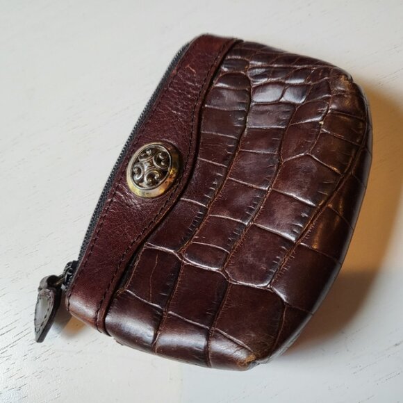 Brighton Card Case Heart Wallet Croc-Embrossed Leather - Picture 3 of 10